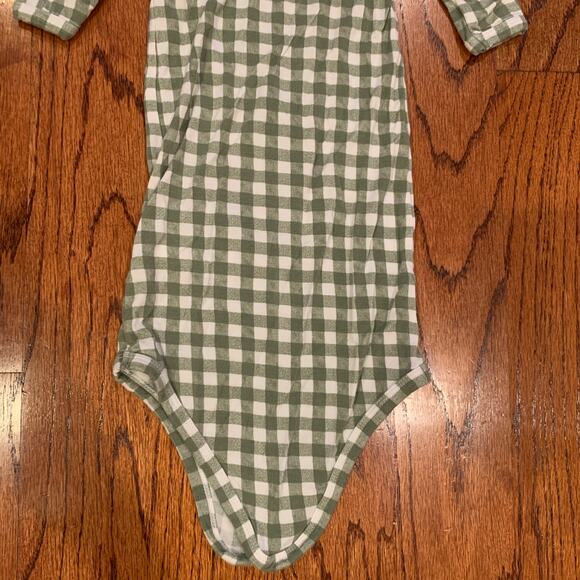 Spearmint love Knotted Gown & Hat Matching Set | Sage Green Gingham | 0-3 months - Picture 7 of 9